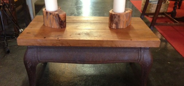 Cast Iron Table Coffee Wood Oak